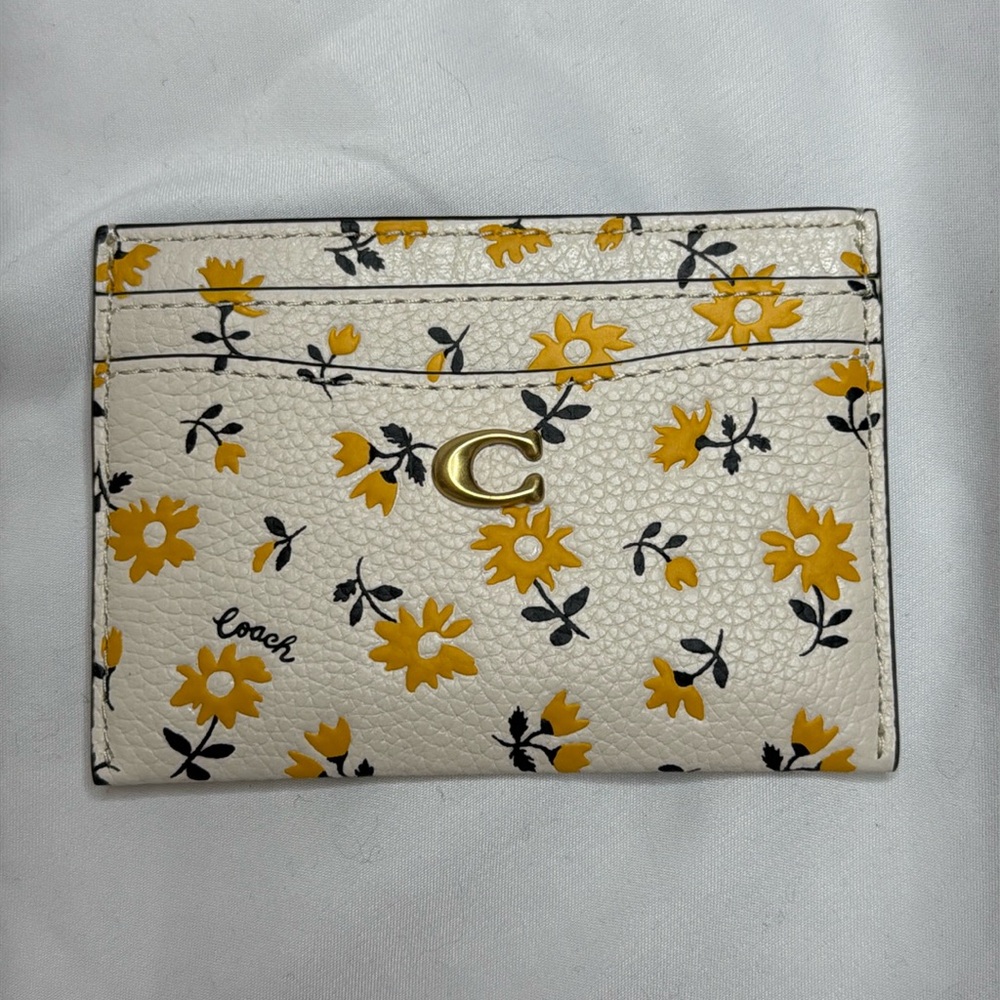 Coach Cream and Yellow Floral Card Holder